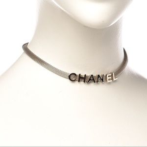 Chanel logo mesh necklace in light gold
